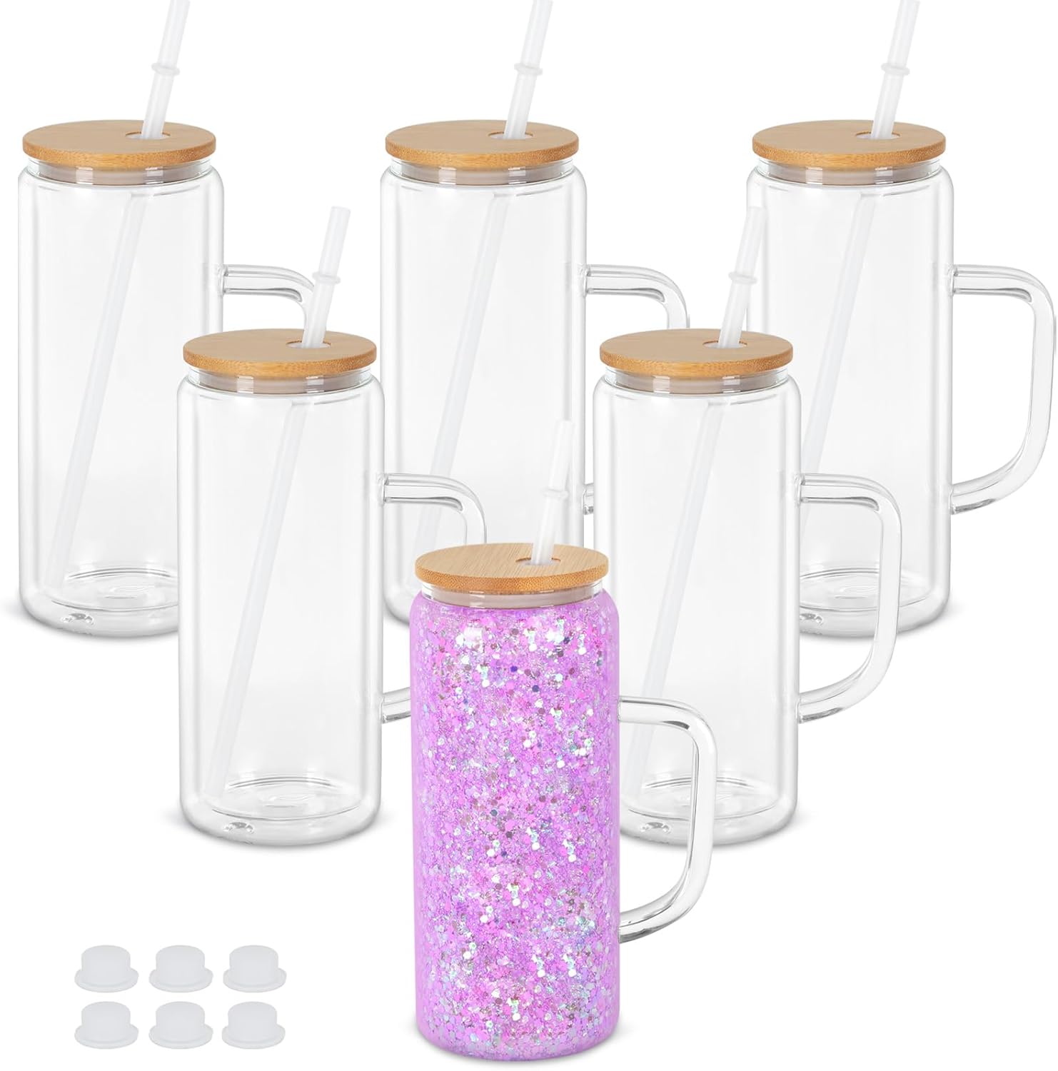 20oz glass with handle snowgloble