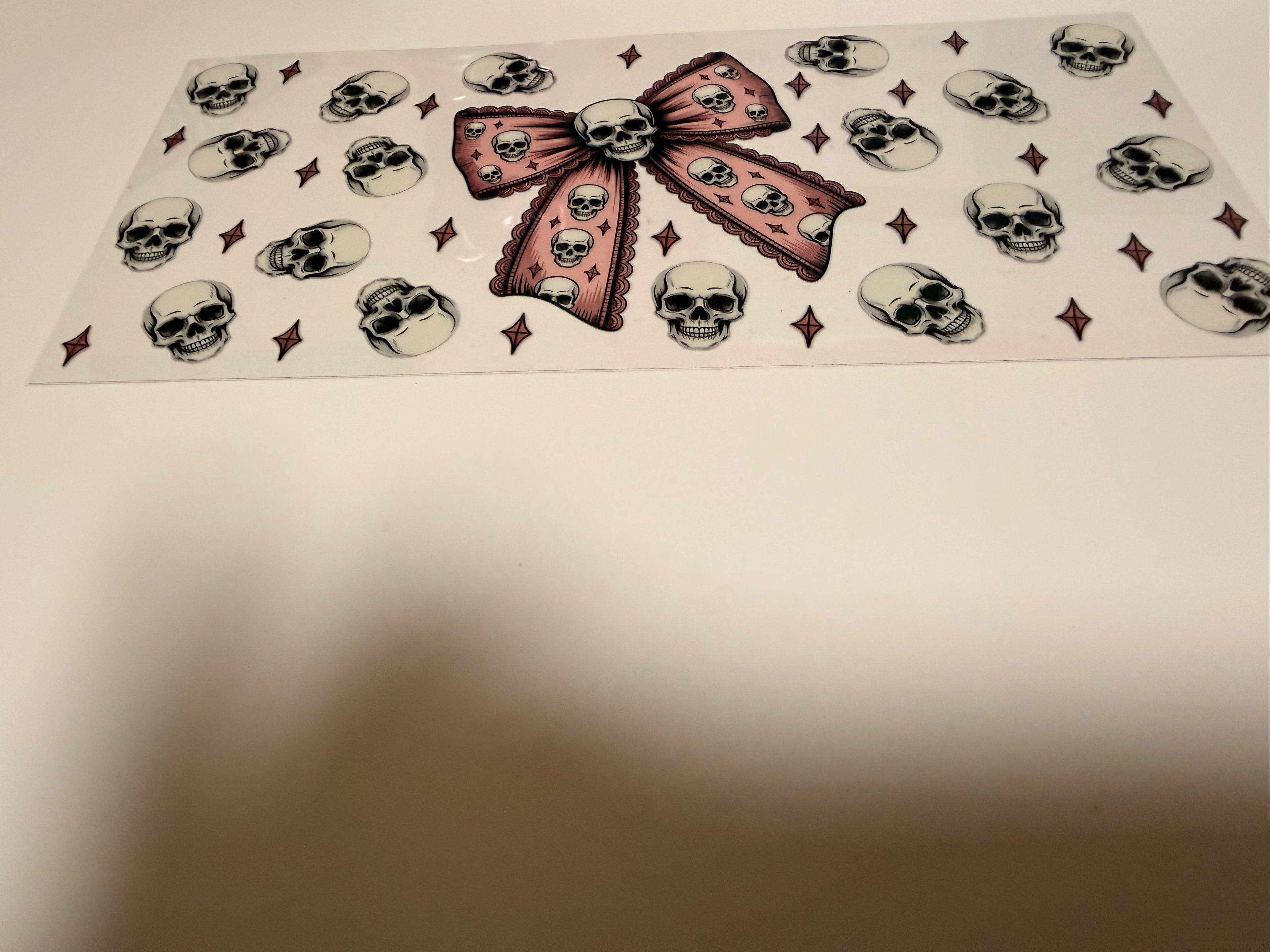 Skull with Pink Bow 16oz wrap