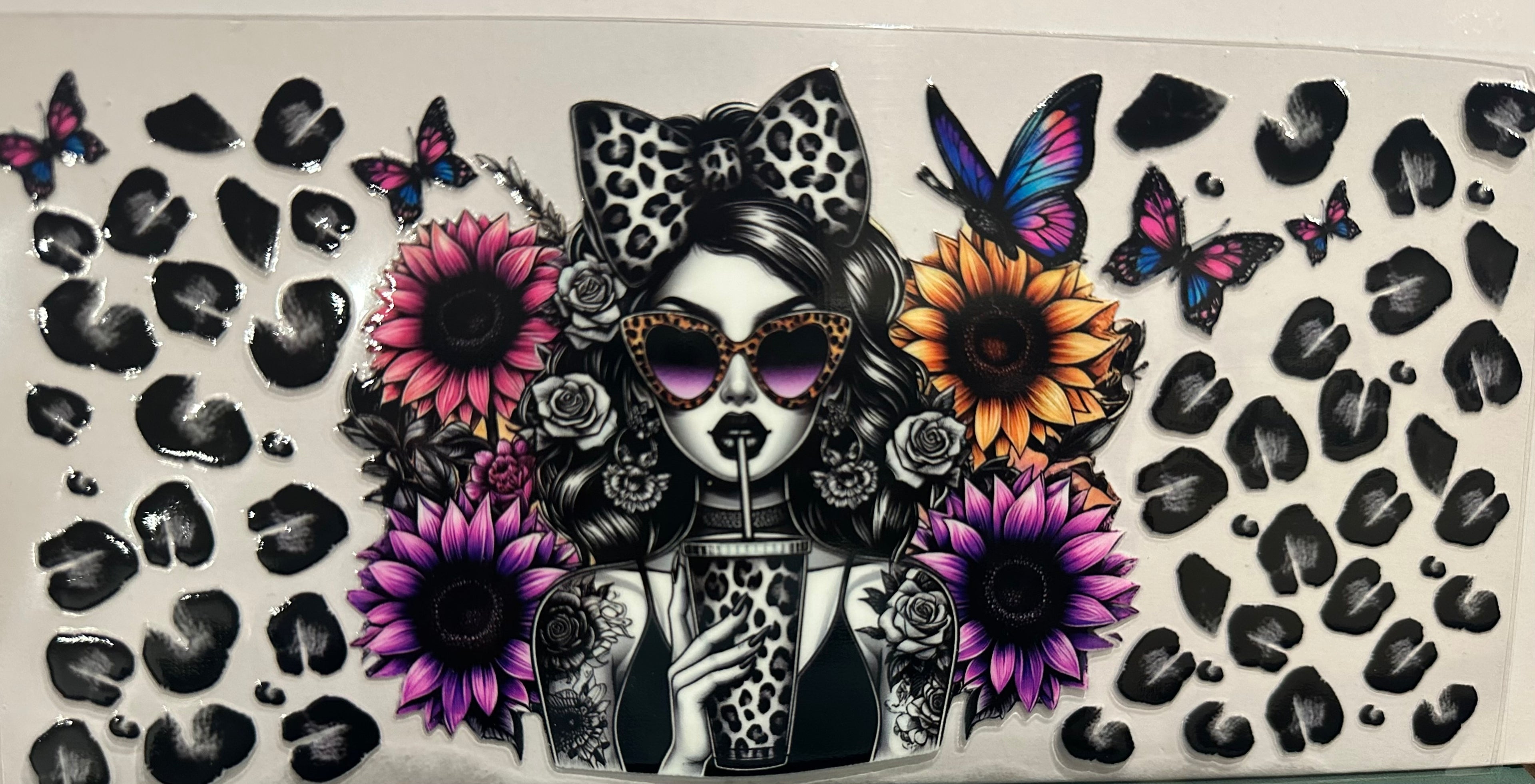 Cheetah Print & Sunflowers 16oz Wrap