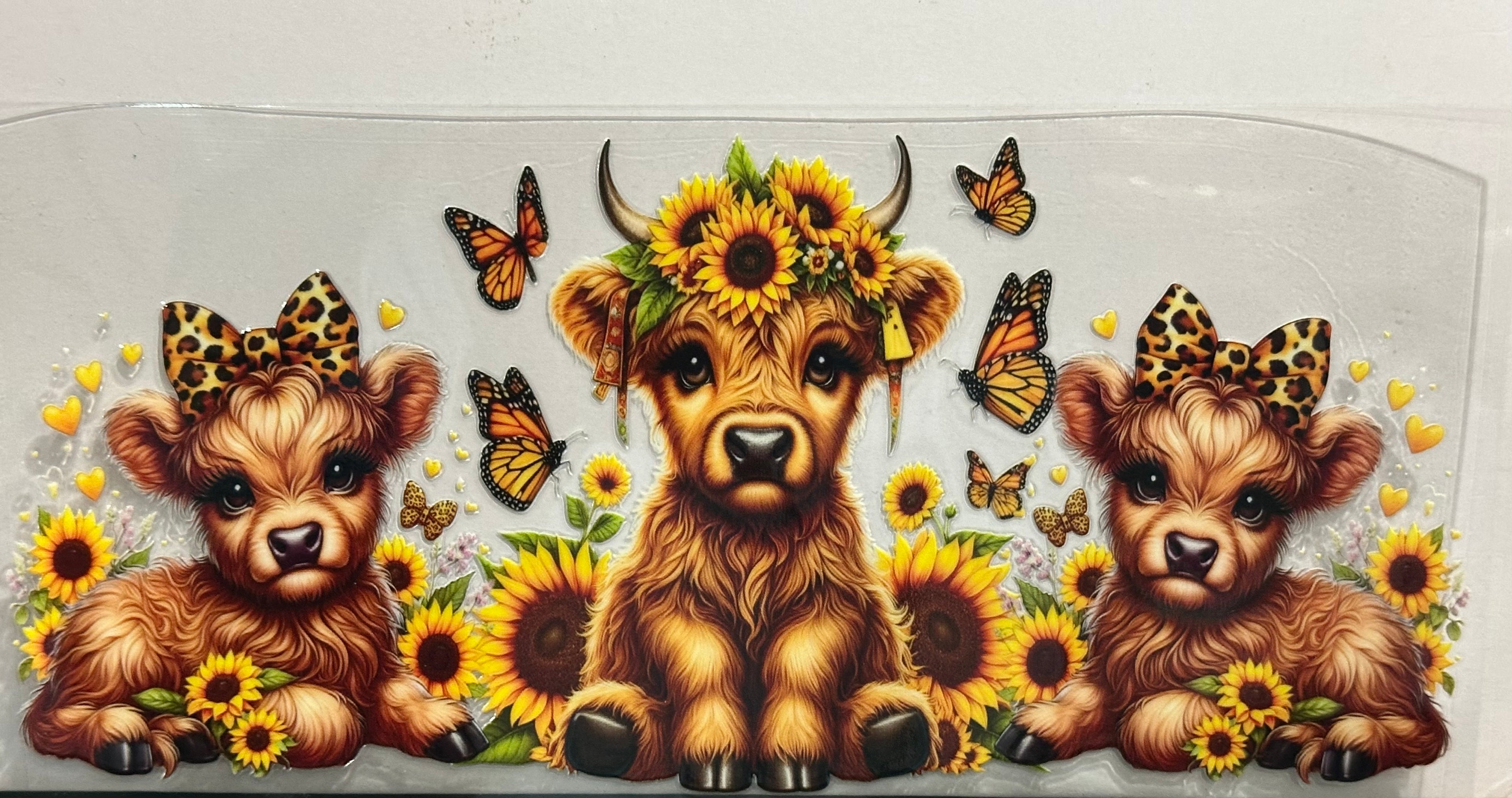 Highland Cow & Sunflowers 16oz Wrap
