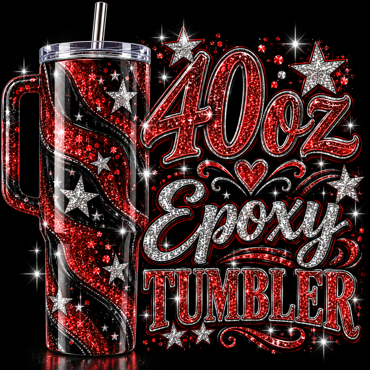 40oz Skinny Epoxy Tumbler with Handle Stainless Steel