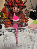 Pink Santa hat leapord pen